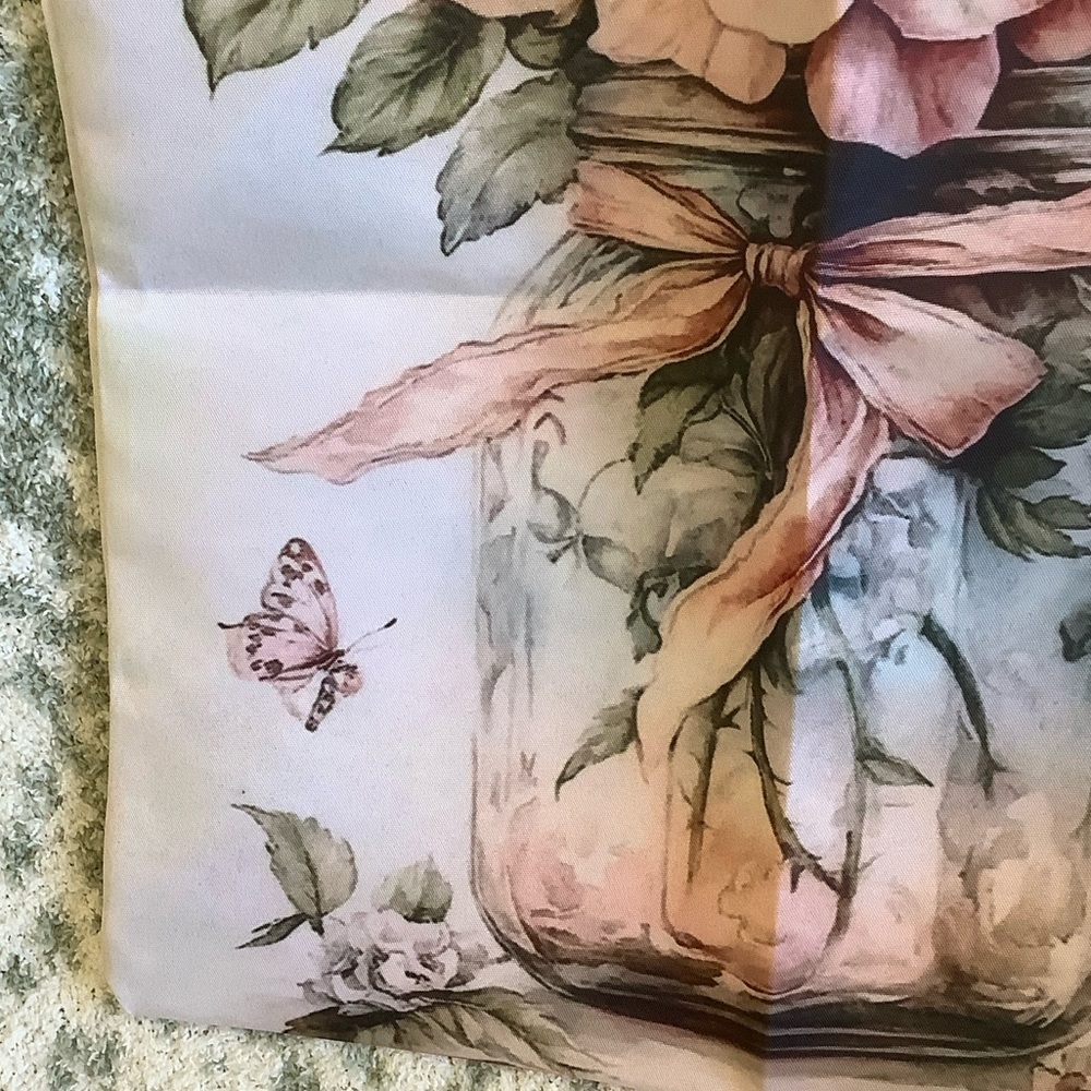 Floral Bouquet Mason Jar Butterflies Shabby Chic Polycanvas Tote Bag NWT 14x16 - Picture 4 of 13